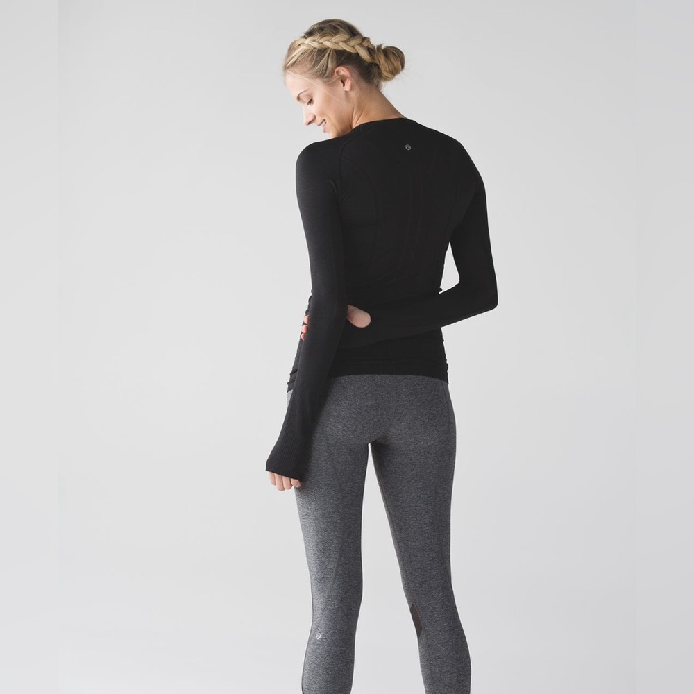 Lululemon Black Swiftly Tech Long Sleeve Crew Thumb Holes Run Yoga Activewear - Picture 2 of 12